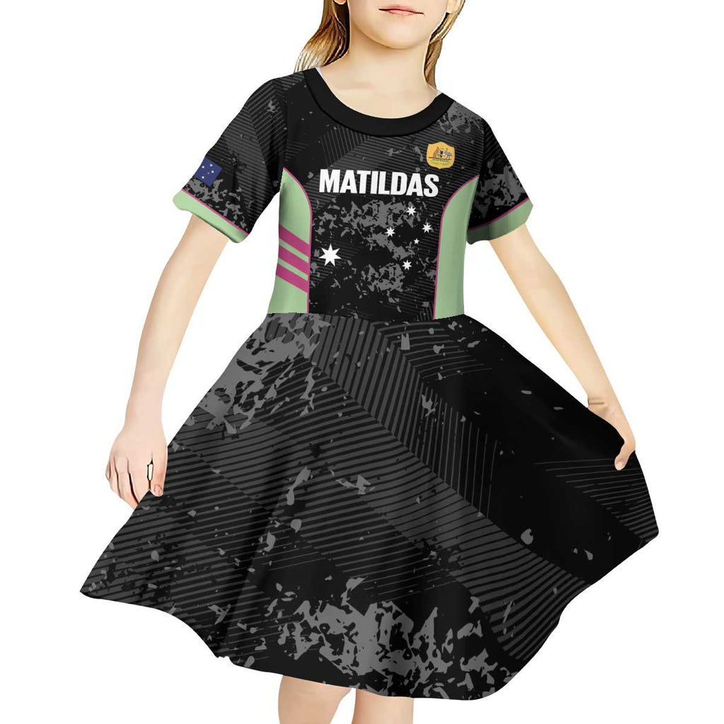 Custom Australia Matildas 2026 Kid Short Sleeve Dress Come On Aussie Grunge Style