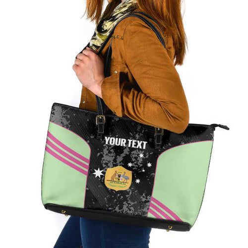 Custom Australia Matildas 2026 Leather Tote Bag Come On Aussie Grunge Style