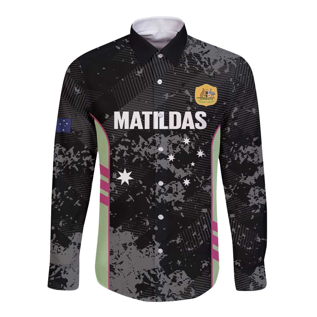 Custom Australia Matildas 2026 Long Sleeve Button Shirt Come On Aussie Grunge Style
