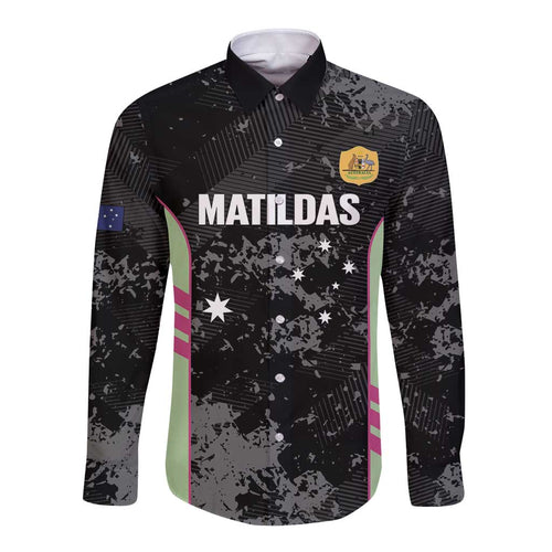 Custom Australia Matildas 2026 Long Sleeve Button Shirt Come On Aussie Grunge Style