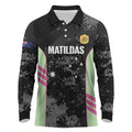 Custom Australia Matildas 2026 Long Sleeve Polo Shirt Come On Aussie Grunge Style