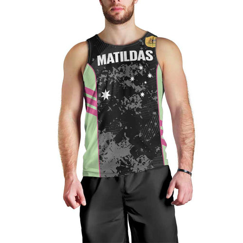 Custom Australia Matildas 2026 Men Tank Top Come On Aussie Grunge Style