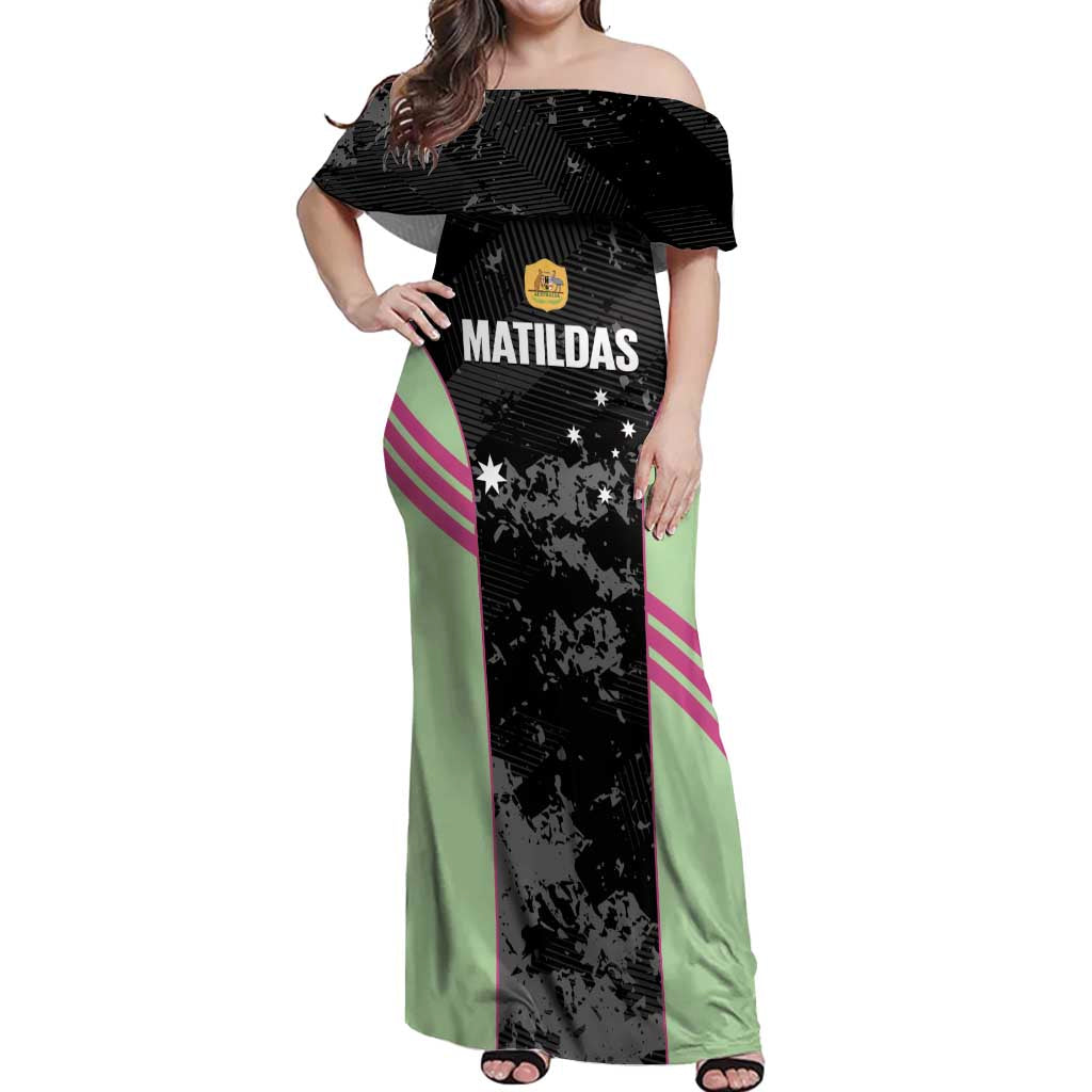 Custom Australia Matildas 2026 Off Shoulder Maxi Dress Come On Aussie Grunge Style