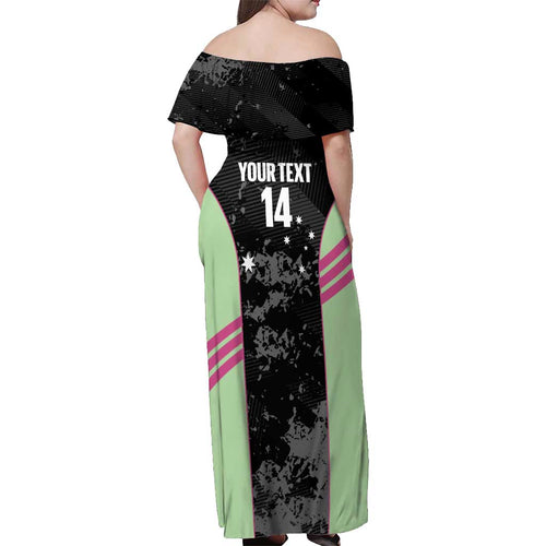 Custom Australia Matildas 2026 Off Shoulder Maxi Dress Come On Aussie Grunge Style
