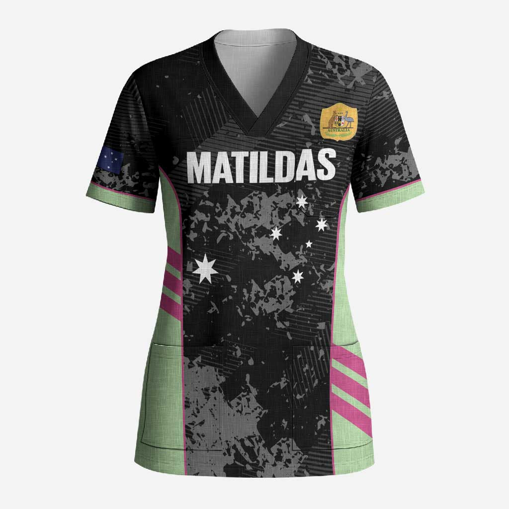 Custom Australia Matildas 2026 Scrub Top Come On Aussie Grunge Style