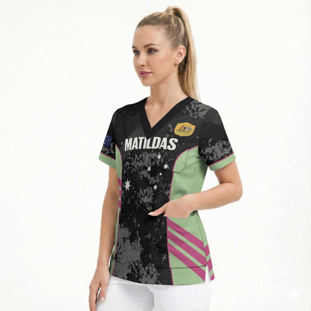 Custom Australia Matildas 2026 Scrub Top Come On Aussie Grunge Style