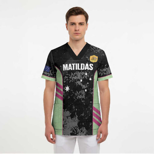 Custom Australia Matildas 2026 Scrub Top Come On Aussie Grunge Style