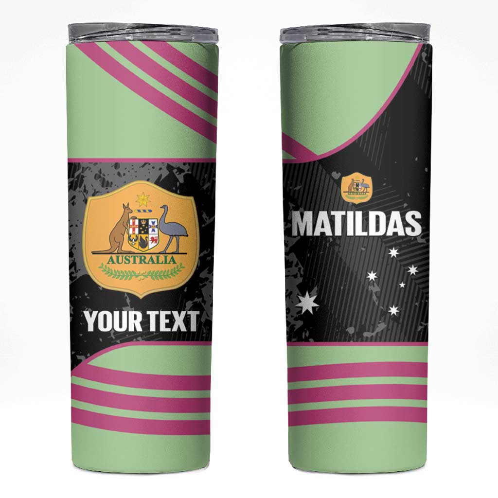 Custom Australia Matildas 2026 Skinny Tumbler Come On Aussie Grunge Style