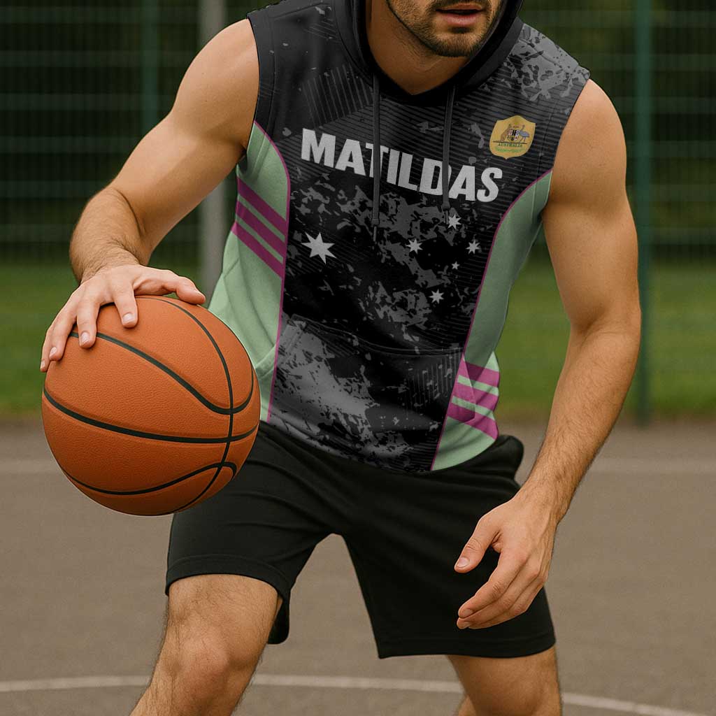 Custom Australia Matildas 2026 Sleeveless Hoodie Come On Aussie Grunge Style