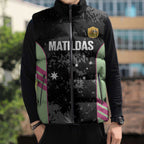 Custom Australia Matildas 2026 Sleeveless Puffer Jacket Come On Aussie Grunge Style