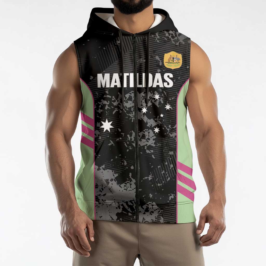 Custom Australia Matildas 2026 Sleeveless Zip Hoodie Come On Aussie Grunge Style