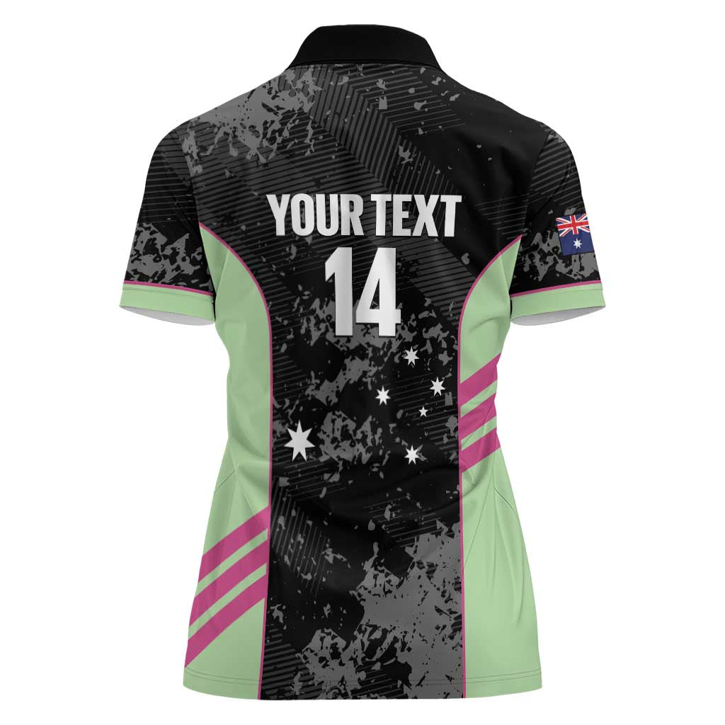 Custom Australia Matildas 2026 Women Polo Shirt Come On Aussie Grunge Style