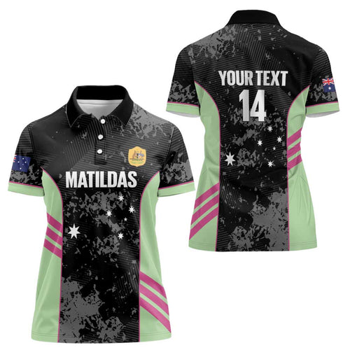 Custom Australia Matildas 2026 Women Polo Shirt Come On Aussie Grunge Style
