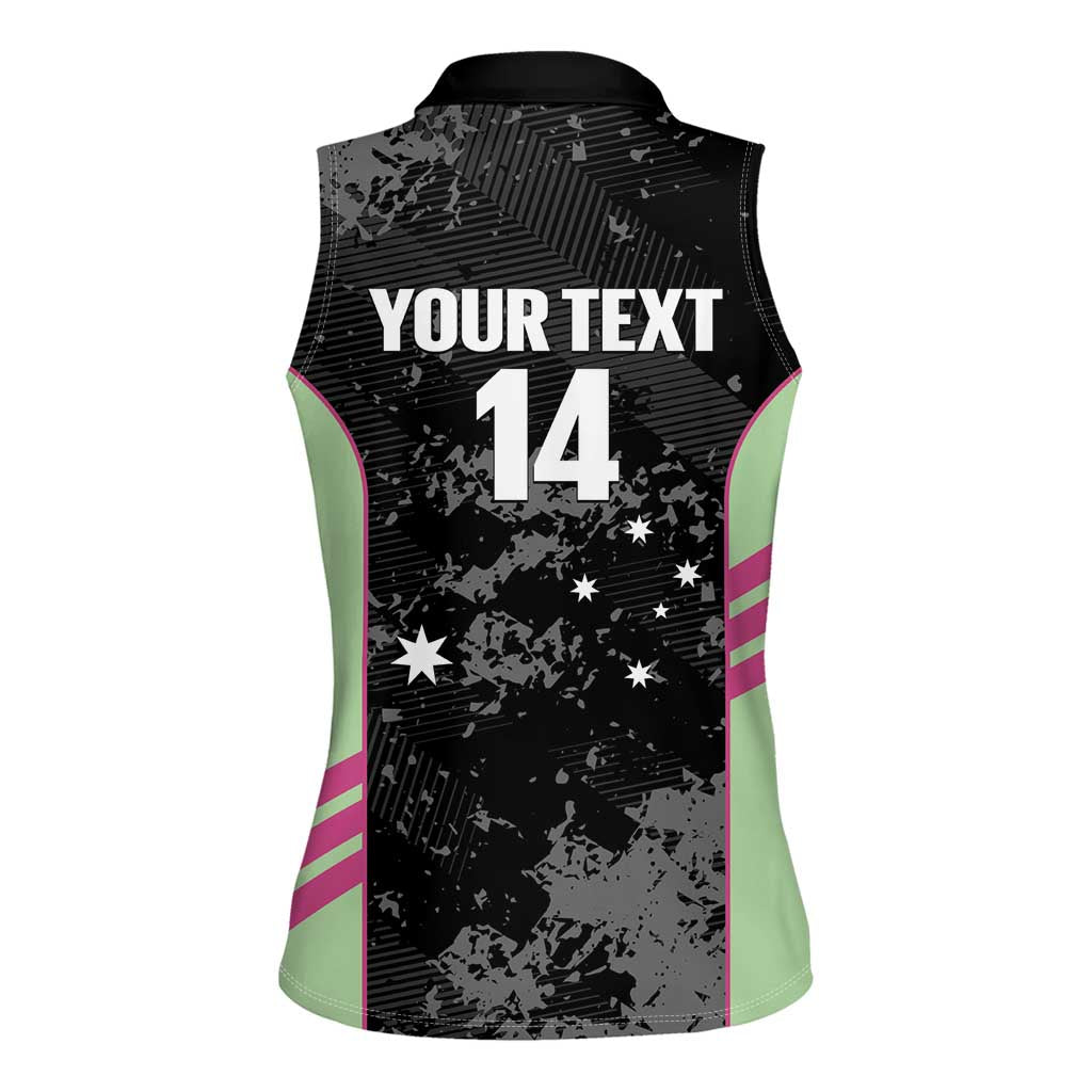 Custom Australia Matildas 2026 Women Sleeveless Polo Shirt Come On Aussie Grunge Style