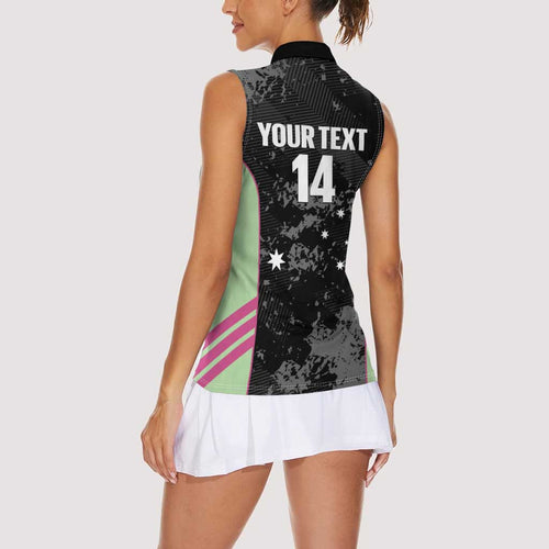 Custom Australia Matildas 2026 Women Sleeveless Polo Shirt Come On Aussie Grunge Style