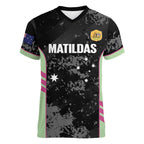 Custom Australia Matildas 2026 Women V-Neck T-Shirt Come On Aussie Grunge Style
