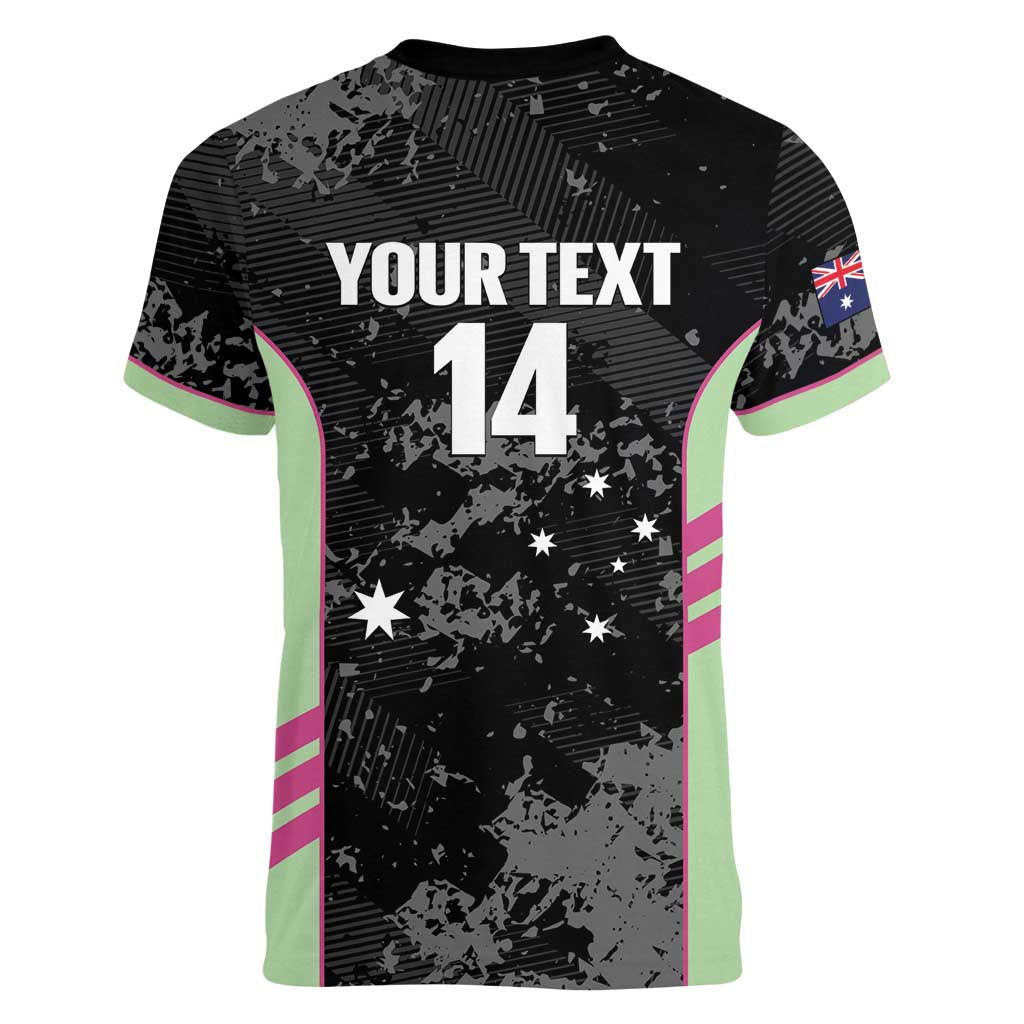 Custom Australia Matildas 2026 Women V-Neck T-Shirt Come On Aussie Grunge Style