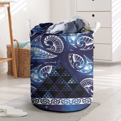 Matariki New Zealand Laundry Basket NZ Niho Taniwha Maori New Year Blue Galaxy