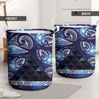 Matariki New Zealand Laundry Basket NZ Niho Taniwha Maori New Year Blue Galaxy