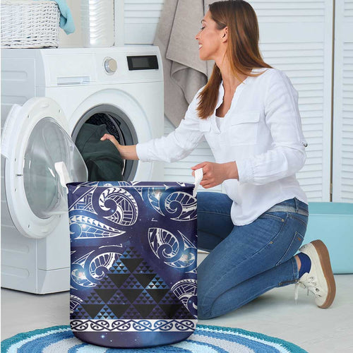 Matariki New Zealand Laundry Basket NZ Niho Taniwha Maori New Year Blue Galaxy