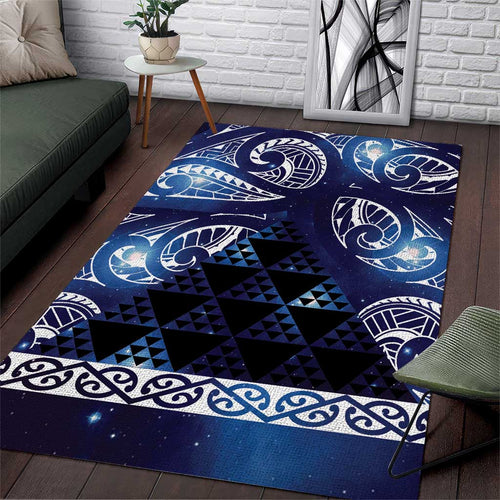 Matariki New Zealand Area Rug NZ Niho Taniwha Maori New Year Blue Galaxy