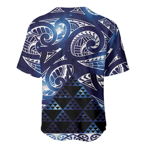 Matariki New Zealand Baseball Jersey NZ Niho Taniwha Maori New Year Blue Galaxy