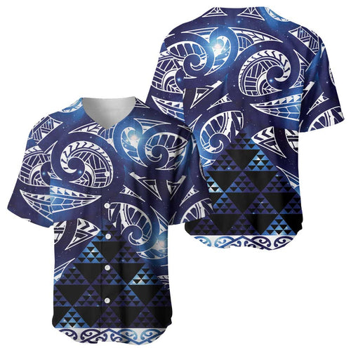 Matariki New Zealand Baseball Jersey NZ Niho Taniwha Maori New Year Blue Galaxy