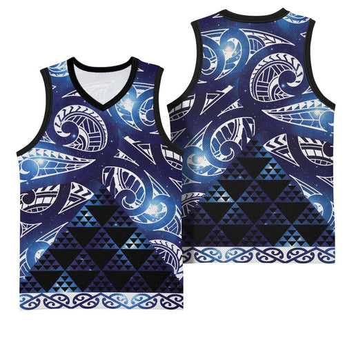 Matariki New Zealand Basketball Jersey NZ Niho Taniwha Maori New Year Blue Galaxy