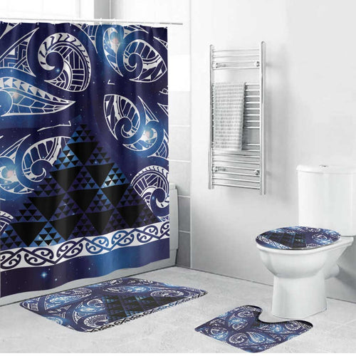 Matariki New Zealand Bathroom Set NZ Niho Taniwha Maori New Year Blue Galaxy