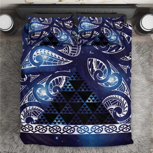 Matariki New Zealand Bedding Set NZ Niho Taniwha Maori New Year Blue Galaxy