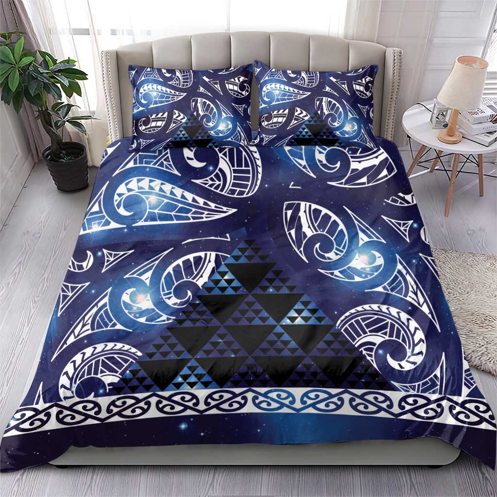 Matariki New Zealand Bedding Set NZ Niho Taniwha Maori New Year Blue Galaxy
