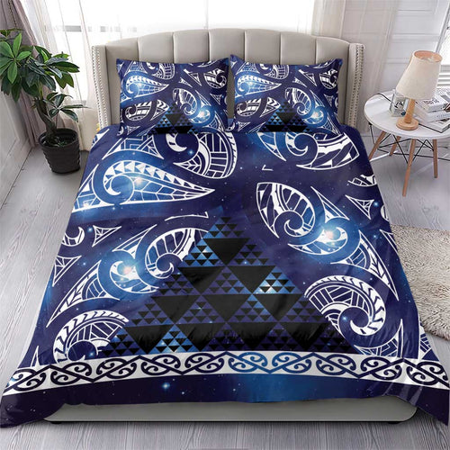 Matariki New Zealand Bedding Set NZ Niho Taniwha Maori New Year Blue Galaxy