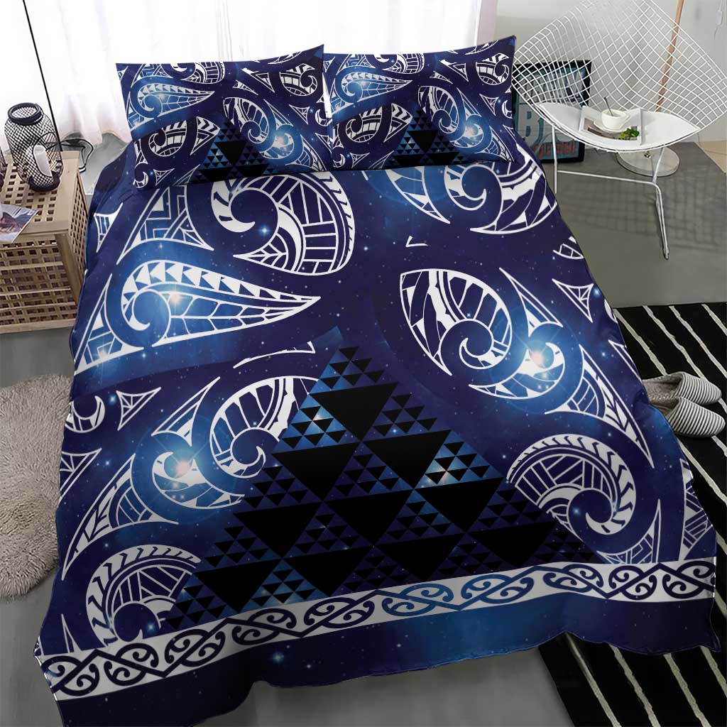 Matariki New Zealand Bedding Set NZ Niho Taniwha Maori New Year Blue Galaxy