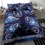 Matariki New Zealand Bedding Set NZ Niho Taniwha Maori New Year Blue Galaxy