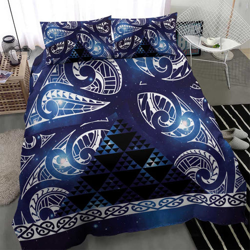 Matariki New Zealand Bedding Set NZ Niho Taniwha Maori New Year Blue Galaxy