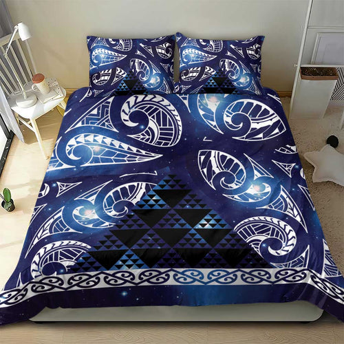Matariki New Zealand Bedding Set NZ Niho Taniwha Maori New Year Blue Galaxy