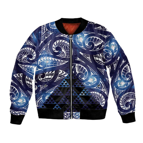 Matariki New Zealand Bomber Jacket NZ Niho Taniwha Maori New Year Blue Galaxy