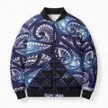 Matariki New Zealand Bomber Puffer Jacket NZ Niho Taniwha Maori New Year Blue Galaxy