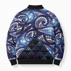 Matariki New Zealand Bomber Puffer Jacket NZ Niho Taniwha Maori New Year Blue Galaxy