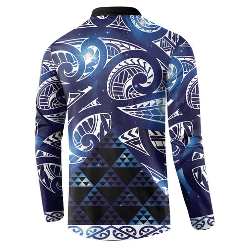 Matariki New Zealand Button Sweatshirt NZ Niho Taniwha Maori New Year Blue Galaxy