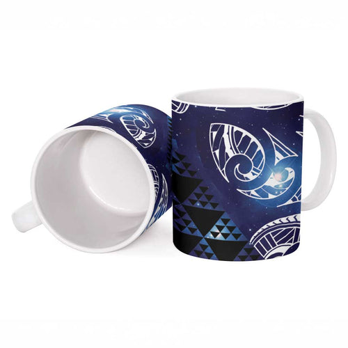 Matariki New Zealand Ceramic Mug NZ Niho Taniwha Maori New Year Blue Galaxy