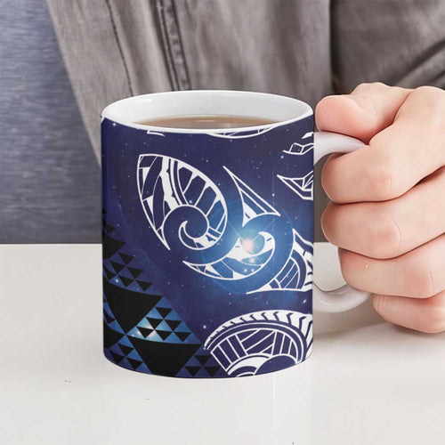 Matariki New Zealand Ceramic Mug NZ Niho Taniwha Maori New Year Blue Galaxy
