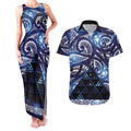 Matariki New Zealand Couples Matching Tank Maxi Dress and Hawaiian Shirt NZ Niho Taniwha Maori New Year Blue Galaxy