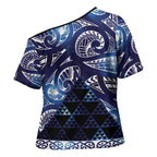Matariki New Zealand Cross Shoulder Shirt NZ Niho Taniwha Maori New Year Blue Galaxy