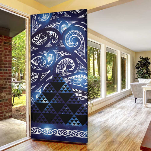Matariki New Zealand Door Cover NZ Niho Taniwha Maori New Year Blue Galaxy