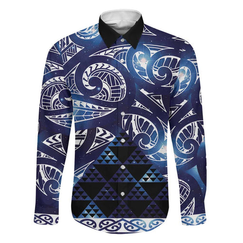 Matariki New Zealand Family Matching Off Shoulder Short Dress and Hawaiian Shirt NZ Niho Taniwha Maori New Year Blue Galaxy