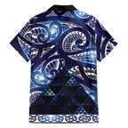Matariki New Zealand Family Matching Short Sleeve Bodycon Dress and Hawaiian Shirt NZ Niho Taniwha Maori New Year Blue Galaxy