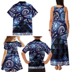 Matariki New Zealand Family Matching Tank Maxi Dress and Hawaiian Shirt NZ Niho Taniwha Maori New Year Blue Galaxy