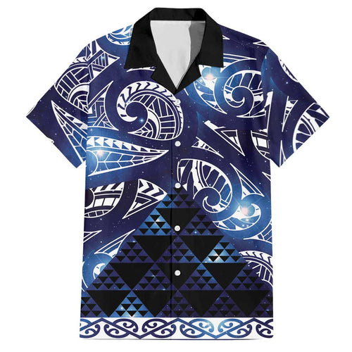 Matariki New Zealand Hawaiian Shirt NZ Niho Taniwha Maori New Year Blue Galaxy