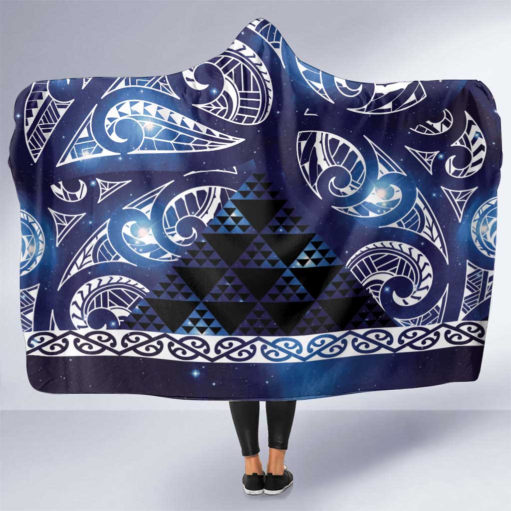 Matariki New Zealand Hooded Blanket NZ Niho Taniwha Maori New Year Blue Galaxy